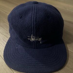 Y2K Stussy Navy Blue Fleece Cap